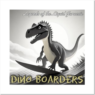 Dinosaur Surfing Funny Posters and Art